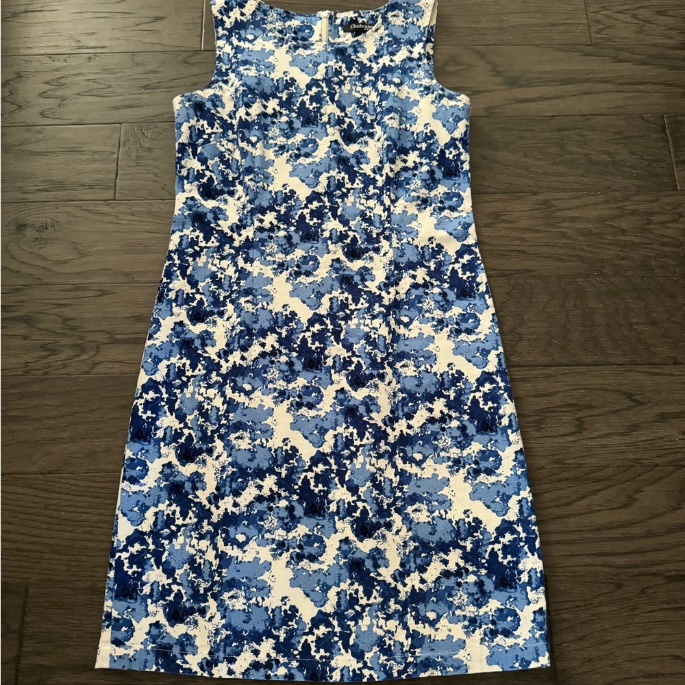 Chadwicks Blue and White Floral Midi Shift Dress